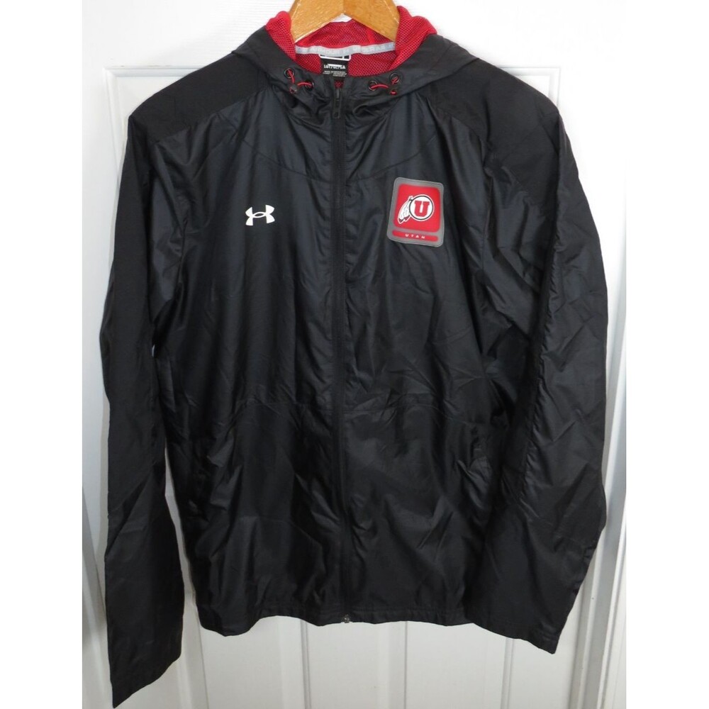 Utah Utes Under Armour Legacy Windbreaker Hooded Jacket Full Zip LG-Tall